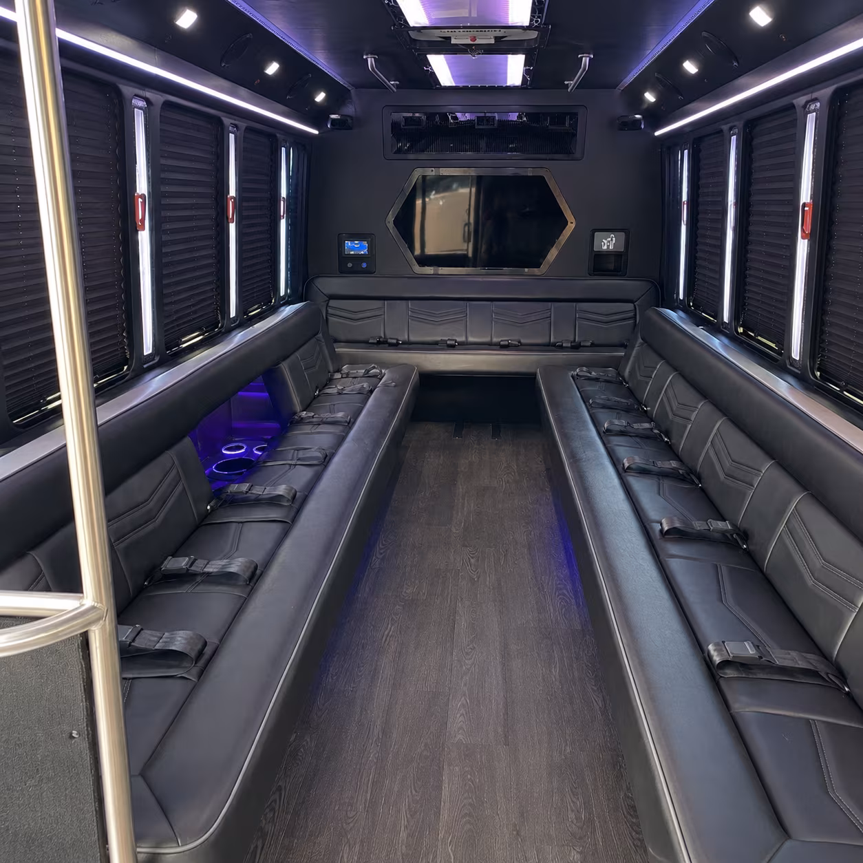 porterville 18 passenger party bus interior